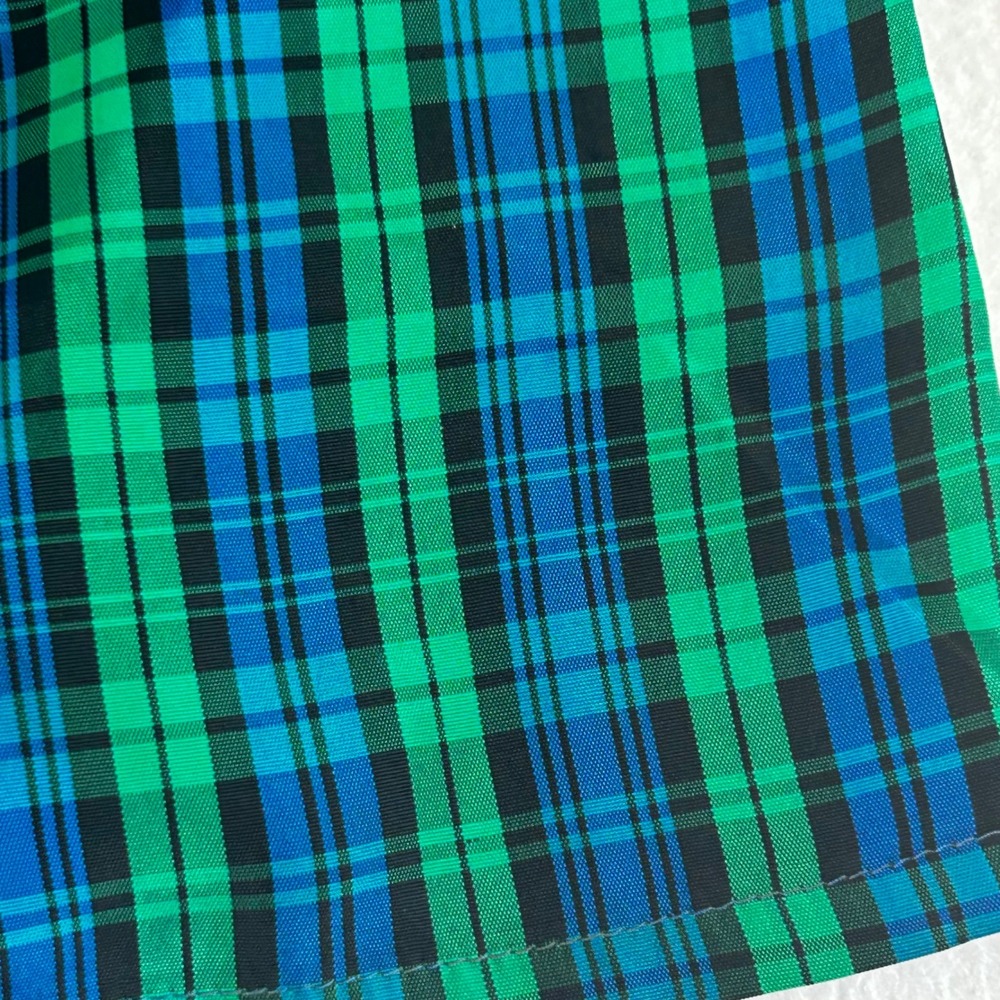 Vintage JCPenney Fashions Plaid Blouse Green Blue Ruffle Neck ILGWU USA 13/14 - Picture 9 of 9